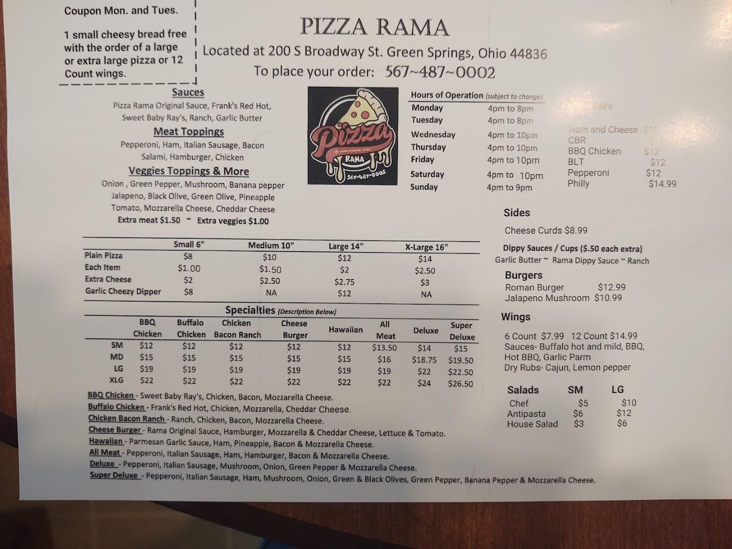 Pizza-Rama, Green Springs, OH